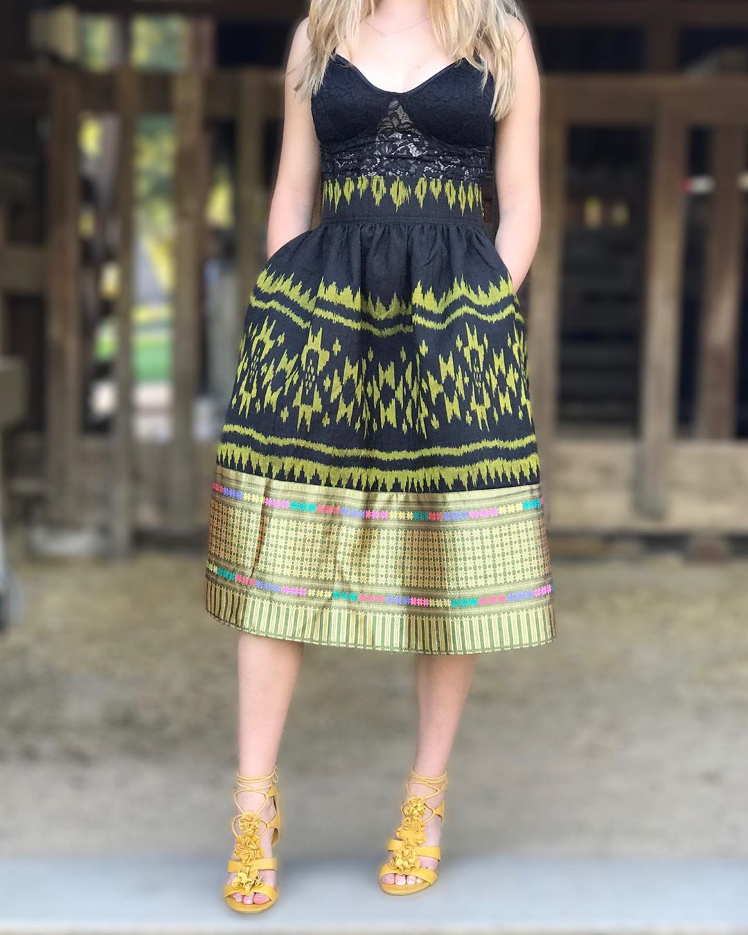 Kiwi Black Ikat Skirt